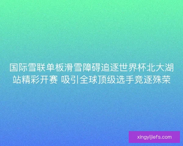 国际雪联单板滑雪障碍追逐世界杯北大湖站精彩开赛 吸引全球顶级选手竞逐殊荣
